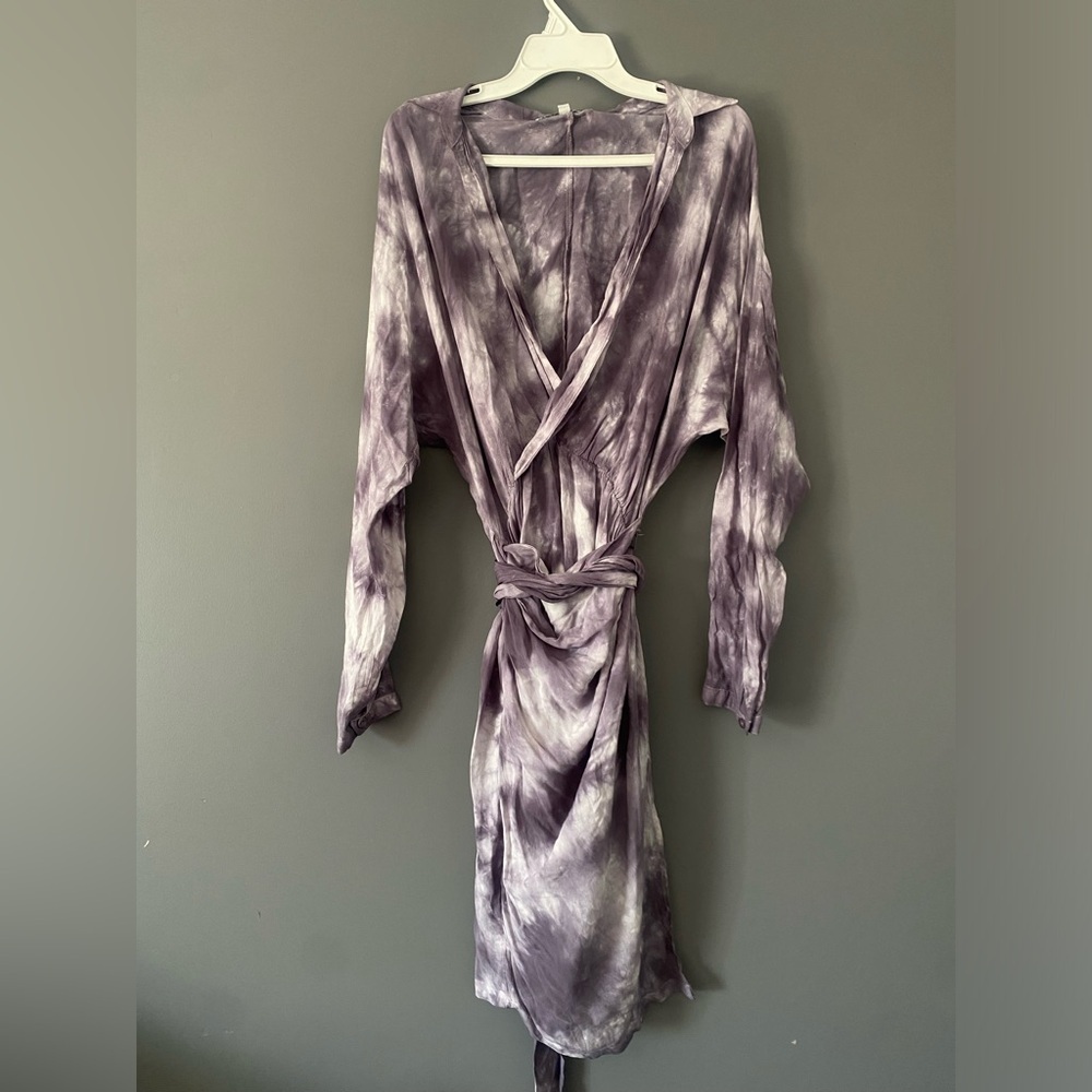 YFB Wrap Mini Tie Dye Drape Dress Sz Medium Beach Brunch Look